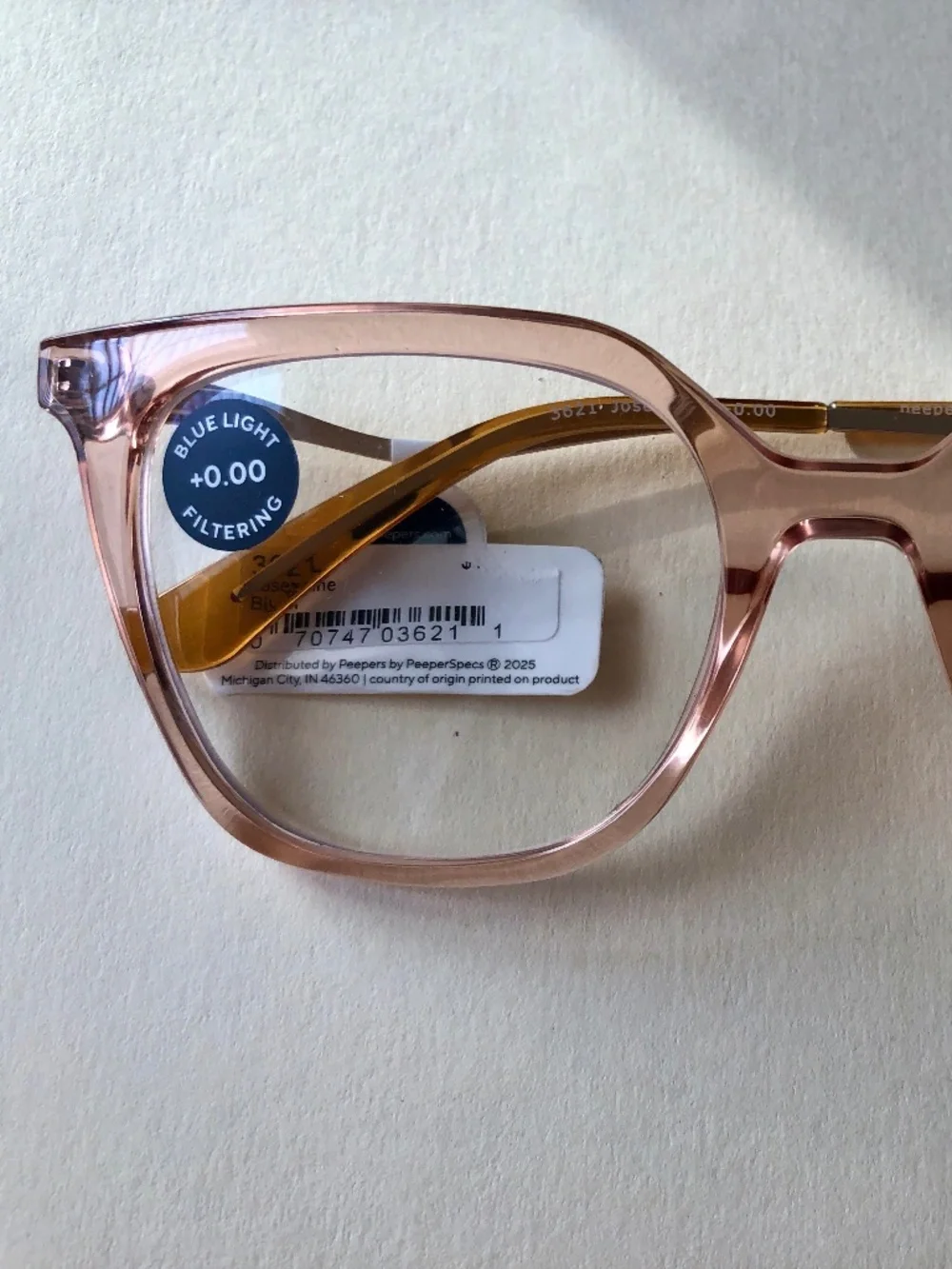 New‎ Anthropologie Peepers Blush Square Blue Light Filter Glasses +0.00